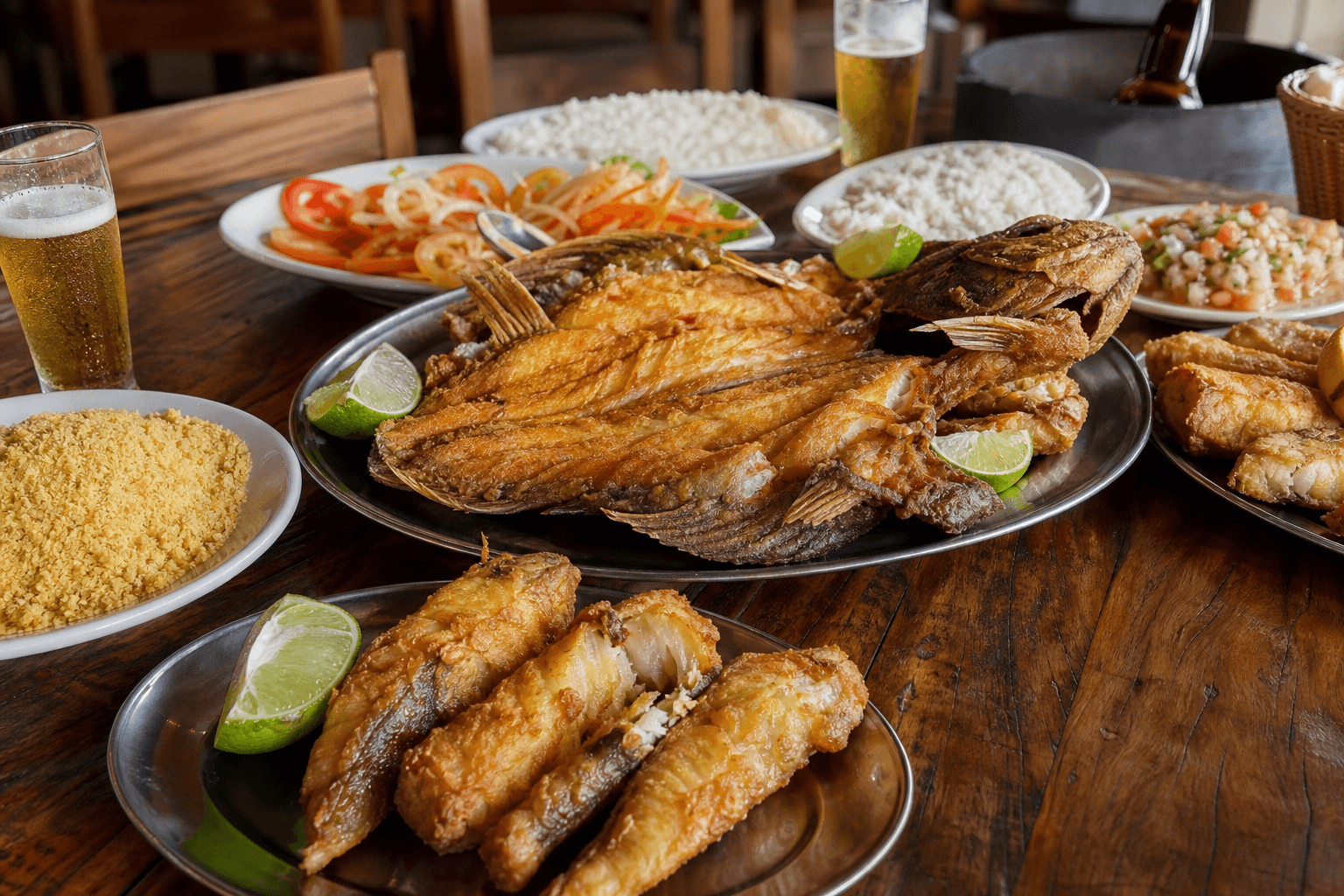 Pratos e porções do restaurante